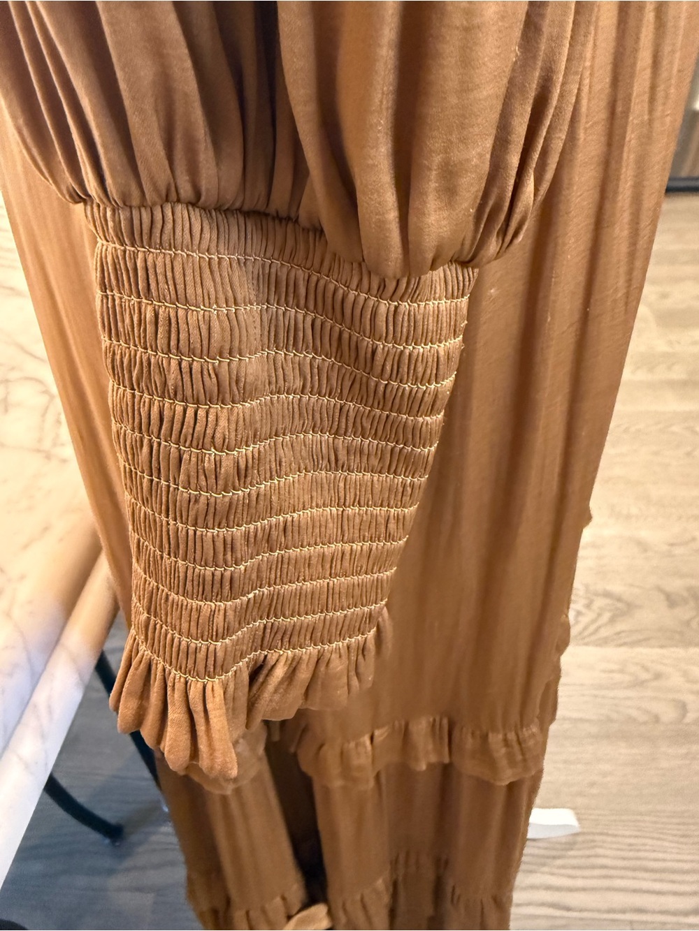Moon River Bronze Ruffle Tiered Long Sleeve Maxi Dress - Picture 4 of 5